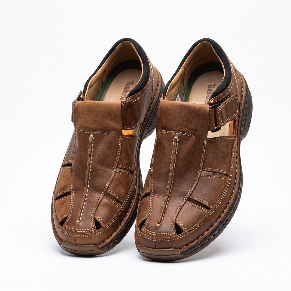 Timberland Mens Brown Leather Fisherman Sandals Smart Comfort 79092 US 11